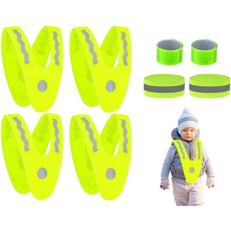 Lot de 4 gilets de sécurité enfant haute visibilité avec brassards réfléchissants (1/5)