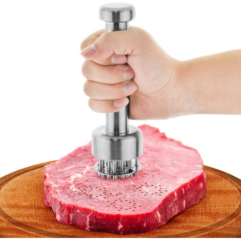 Applicable Attendrisseur de Viande en Acier Inoxydable, Marteau a Viande Manuel, Marteau a Steak, Ustensiles de Cuisine pour Attendrir Steak Poulet Poisson Boeuf (20cm) (1/5)