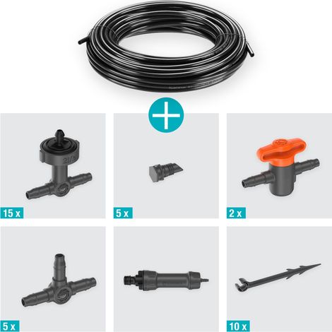 GARDENA Kit irrigazione a goccia: set completo per irrigare fino a 15 piante in vaso Micro-Drip-System (13401-20)