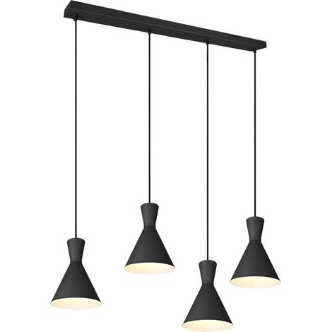 ENZO SOSPENSIONE BARRA 4 DOPPI CONI METALLO NERO L. 90CM 4 LUCI ATTACCO E27 (1/5)