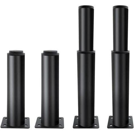 BARKBUSTERS Lot de 4 pieds de meuble réglables, pieds d'armoire, pieds de cuisine réglables pour pièces de rechange, pieds d'armoire avec vis, noir/18 cm (1/5)