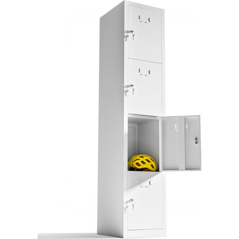 Vestiaire metallique à 4 portes Casier Metal pour votre atelier ou votre bureau Vestiaire metallique avec serrure Blanc (1/5)
