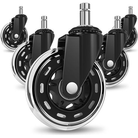 Piece Office Chair Caster - Castor for Office Chair, Office Chair & Office Chair Wheel - Transparent Black - 11 x 22 mm (Not 1-KEA) (1/5)