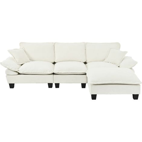 CHICFURN Sofá de esquina modular 264x155x90 cm de chenilla beige con otoman móvil (1/5)