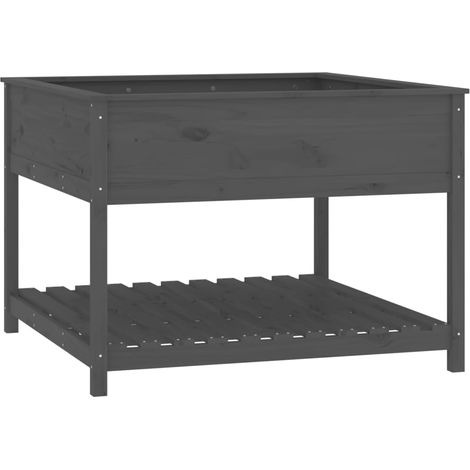 Vassoio per fioriera aiuola rialzata piante fiori terrazza giardino e scaffale 111,5 x 111,5 x 81 cm legno massello di pino grigio 020038613