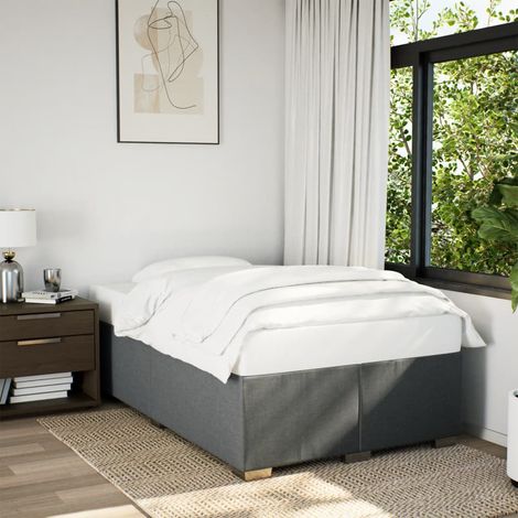 Cadre de lit avec sommier à lattes 120 x 200 cm en tissu gris foncé, sans matelas, 46.6kg - PANGIVO (1/5)