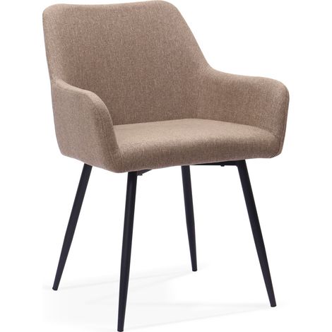 Chaises de salle à manger classiques avec accoudoirs hauts, assise large et pieds en métal – lot de 2 (1/5)