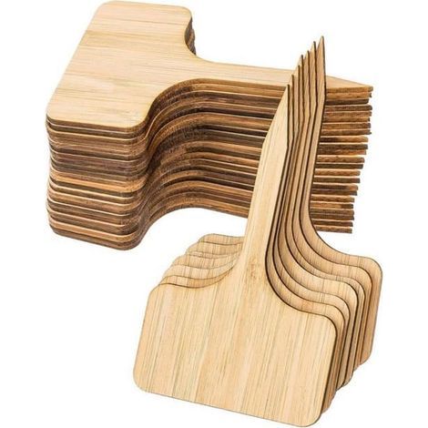 Étiquettes de plantes en bambou - Marque - Modèle - Bambou naturel - 6 x 10 x 0,2 cm - Étiqueter les plantes (1/4)