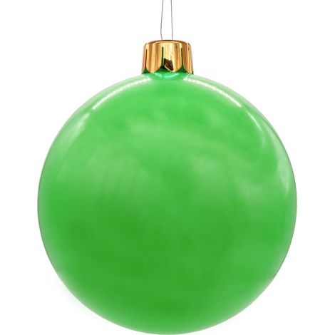 Riesen Weihnachtskugel aufblasbar 45 cm mit Erdspieß - grün - XXL Christbaumkugel Garten Dekoration mit Saugnapf - Aufblasbarer Outdoor Weihnachtsball Baumschmuck extra groß