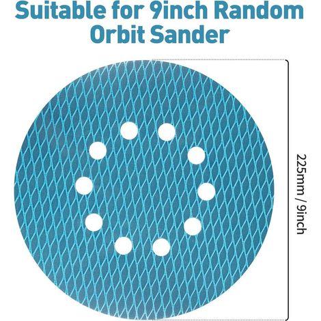 20-teiliges Set Schleifscheiben, 225 mm Durchmesser, Körnung 80, 10 Löcher, rautenförmig, für Trockenschleifer und Exzenterschleifer (1/4)