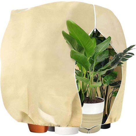 Housse de protection pour plantes, épaisse et réglable avec fermeture éclair et cordon de serrage, voile de protection hivernale contre le gel pour palmiers et oliviers, 180 x 120 cm
