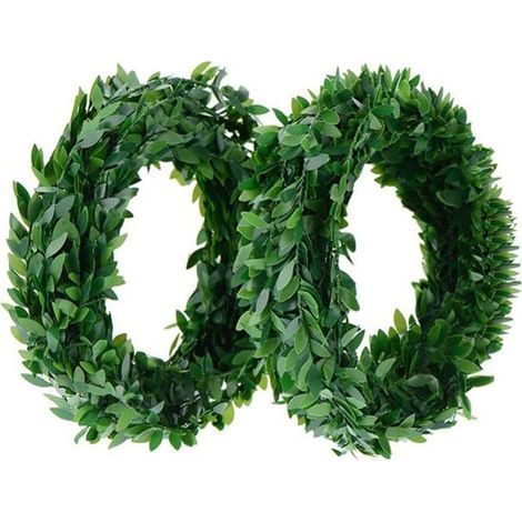 Guirlande Simulation Bricolage Fil Vert 7.5 m de Feuilles de Guirlande Couronne pour Décoration de Mariage de mur de Fenêtre Extérieure Intérieure Couronne de Suspension Verte Artificielle x 2- (1/5)