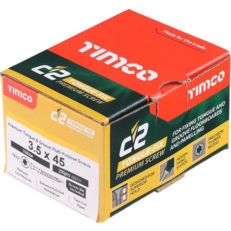 TIMco 3.5 x 45mm C2 Tongue-Fix Premium Tongue & Groove Screw Box Of 200