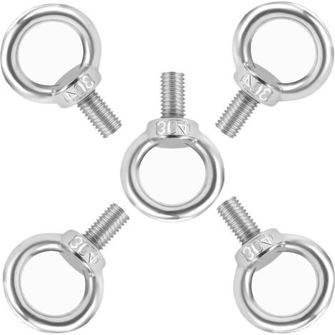 5 Pcs Anneau , M6 de Levage en 304 Acier Inoxydable Boulons à Oeil Piton à Visser pour Équipements de Levage d'ingénierie (1/4)