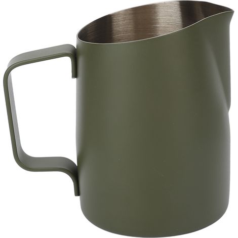 Pichet à mousser le lait à bec incliné en acier inoxydable de qualité alimentaire, 450 ml, idéal pour les lattes, chocolats et cafés. (1/5)