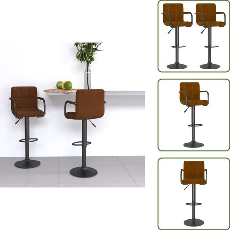 Barhocker 2 Stk. Braun Samt - Barhocker - Tresenhocker - Thekenhocker - Barstuhl