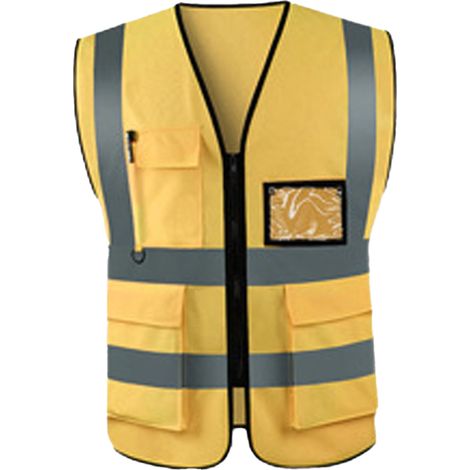 Gilet de sécurité réfléchissant haute visibilité, couleur néon vive haute visibilité avec 4 bandes réfléchissantes et poches (1/5)