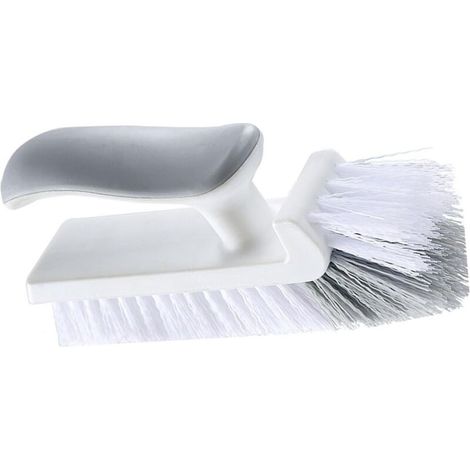 Brosse d'angle en forme de V pour miroir, carrelage de douche, salle de bain, cuisine et usage domestique (blanc/gris) (1/5)