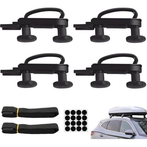 4 Jeux U Boulons pour Coffre de Toit,Fixation Coffre de Toit Universelle Ensemble de Montage de Coffre de Toit U-boulons de Serrage 85mm Largeur Interne avec 8 Contre-écrous et 2 Bandages