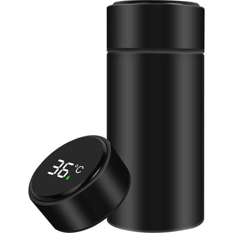 Mini Gourde Isotherme en Acier Inoxydable, 300ml intelligente a LED de la température, Etanche, pour Running, École, BureauNoir (1/4)