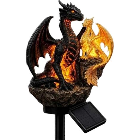 Lampe solaire en forme de dragon gothique, décoration extérieure pour jardin d'Halloween (1/5)