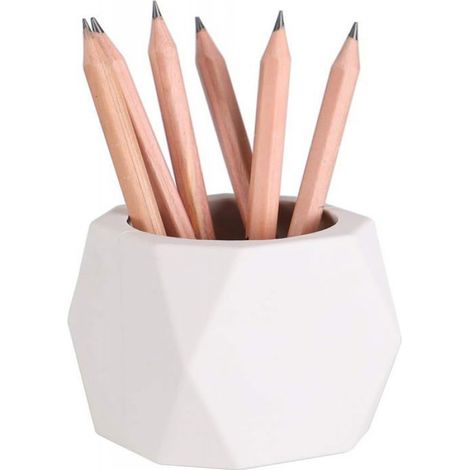Pot à crayons en silicone, pot à stylos géométrique pour bureau, organisateur de papeterie, support pour pinceaux de maquillage (bl (1/5)