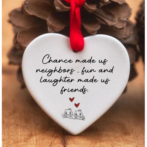Pendentif Coeur - Décoration Arbre De Noël - Ornements Festifs Double Face - Cadeau Ami Voisin Amour - Lot De 1 (1/3)