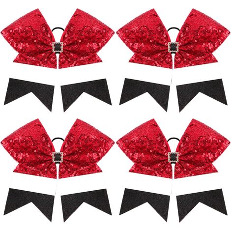 Set mit 4 glitzernden Weihnachtshaarschleifen, große Weihnachtsmann-Schleifen, dekorative Accessoires im Cheerleader-Stil, für Frauen, Weihnachts-, Geburtstags-, Sport- und Partygeschenke