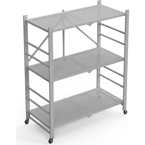 Scaffali Cossato, Ruote, 3 Ripiani, Peso Supportato 40 kg, 71x38x87h cm Grigio