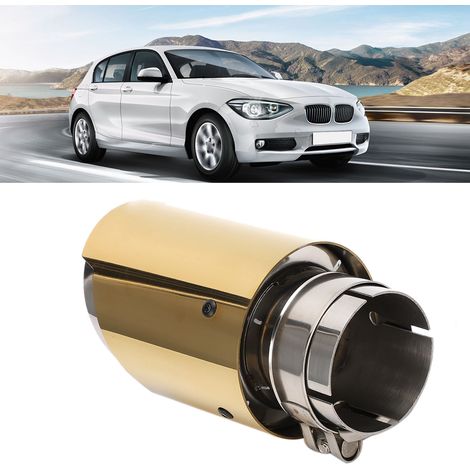 Embout d'échappement universel doré en acier inoxydable pour voiture, entrée 63 mm (2,5 po) et sortie 89 mm (3,5 po). (1/4)