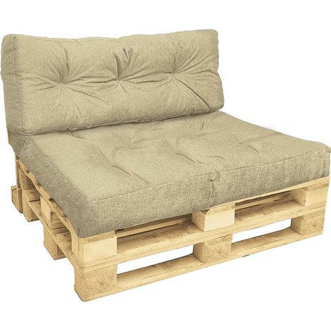 VOUNOT® Palettenkissen 2er Set für Indoor und Outdoor, Palettenpolster Wasserdicht Palettensofa, Beige