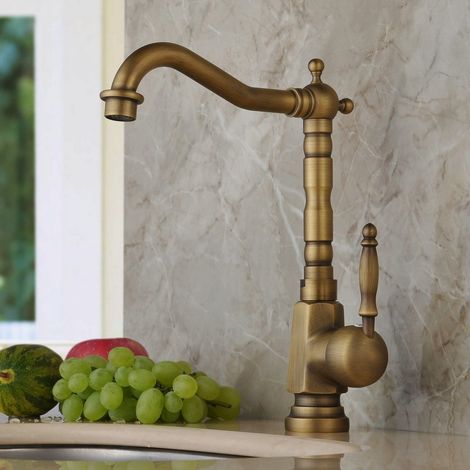 Robinet de cuisine mitigeur monocommande en laiton avec cartouche en céramique et bec pivotant (1/5)