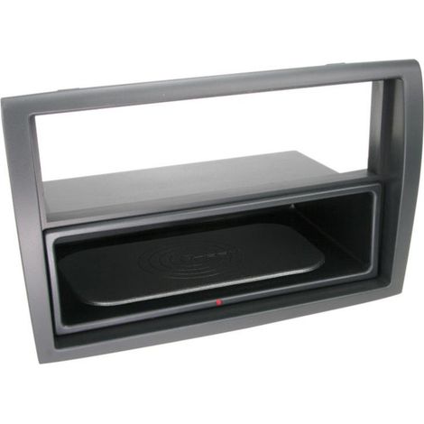 Facade autoradio 2DIN compatible avec Citroen Fiat Peugeot ap06 Avec vide poche Induction Qi Noir Rubber touch