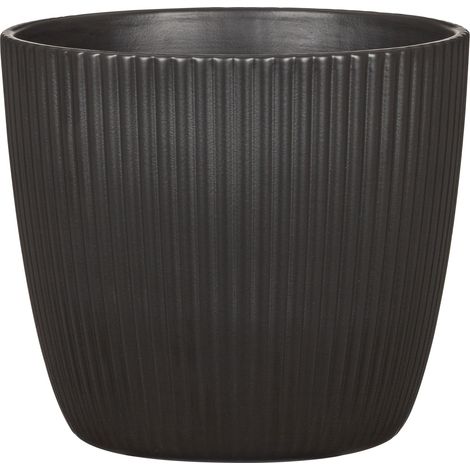 Scheurich Aura, Blumentopf aus Keramik, Farbe: Anthrazit, 20,8 cm Durchmesser, 18,5 cm hoch, 8,004 l Vol. (1/3)