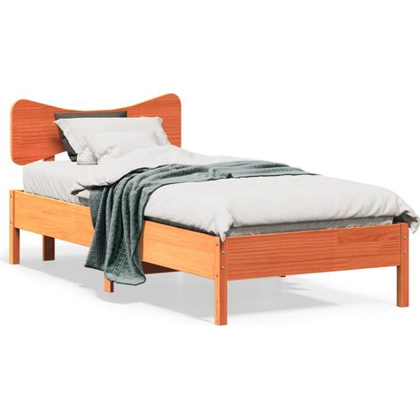 Massivholzbett ohne Matratze Wachsbraun 90x190 cm Kiefernholz