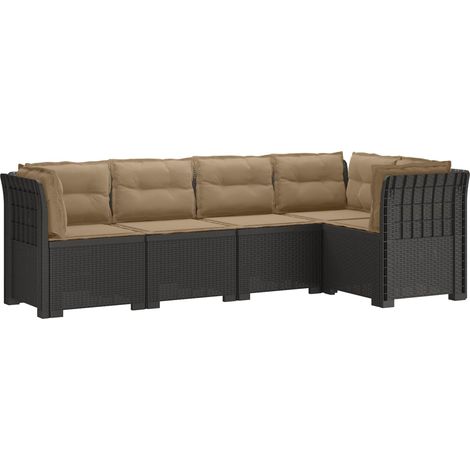 5-Seater Garden Sofa with Cushions Rattan Look PP Light Grey vidaXL (1/5)