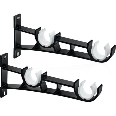 jeux de supports doubles pour tringles à rideaux de 28 mm - noirs. (1/5)
