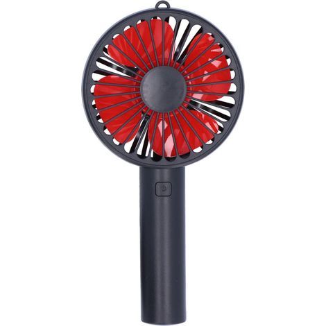 Ventilateur portable USB rechargeable noir avec 4 hélices, 3 vitesses réglables et support inclus (1/5)