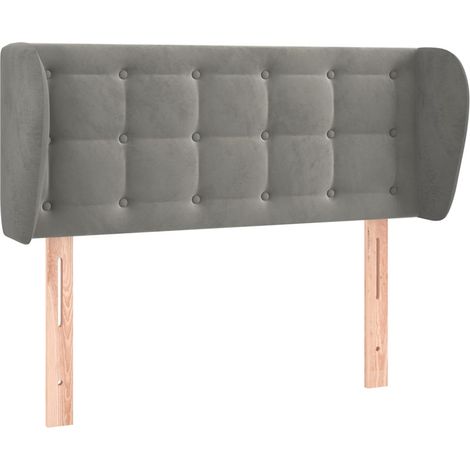 Testiera accessorio letto mobile camera con bordo laterale imbottito 103 x 23 x 78/88 cm tessuto velluto grigio chiaro TDL0205277
