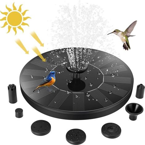 Outdoor Solar Garden Fountain, Pump with 7 Nozzles Outdoor Bird Bath, Bird Baths, Ponds, Patio, Garden Decoration