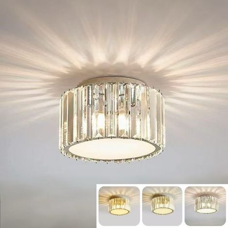 Plafonnier en cristal – Lustre LED semi-encastré, idéal pour les cuisines, les chambres et les entrées, lumière chaude. (1/5)