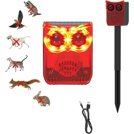 Alarme solaire avec détecteur de mouvement pour l'extérieur, 129 dB, avertissement sonore, lumière clignotante, 13 sons pour chiens, barques et tirs, jardin, ferme, défense des animaux (1 pièce (1/5)
