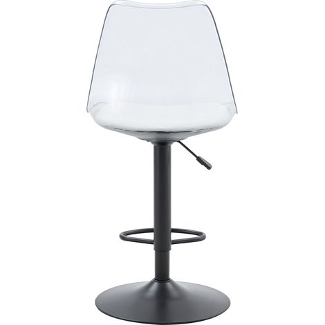 Set 2 sgabelli da bar moderni regolabili trasparenti con seduta PU e gambe nere in metallo (1/5)