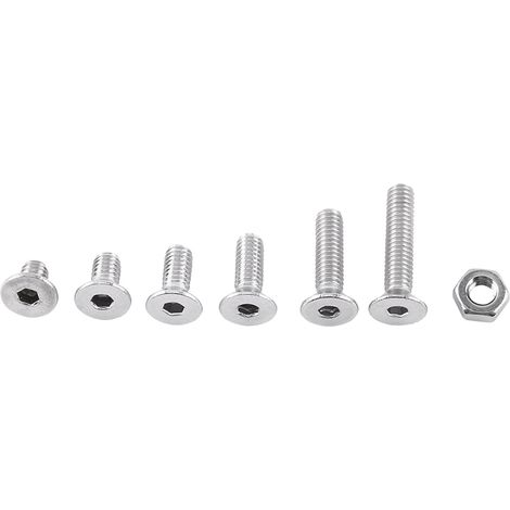 Lot de vis à tête fraisée M4 A2 en acier inoxydable avec écrous hexagonaux assortis (1/5)