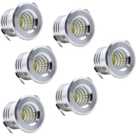 Lot de 6 Mini Spots encastrables au Plafond LED Noirs Mini Spot LED pour plafonnier d'armoire, 3 W, blanc froid (1/5)