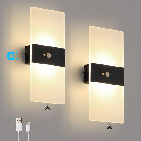 applique murale intérieure à lumière chaude LED adaptée aux chambres couloirs salons escaliers etc. noire (1/5)