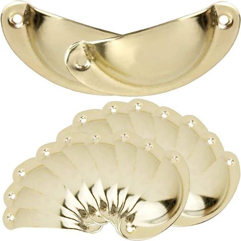 Poignée de Coquille Vintage pour Tiroir Armoire Meuble Cuisine,Fer Incurvé Bouton Porte Placard Retro 20 or (1/5)
