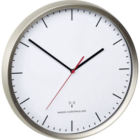 Reloj de pared radiocontrolado TFA Dostmann acero inoxidable 30,5 cm
