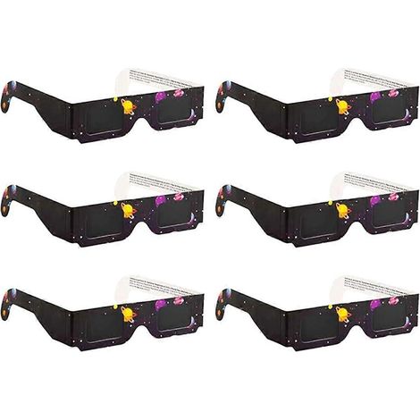 6er-Packung Sonnenfinsternisbrillen aus Papier, Schutzschirm für die direkte Sonnenbeobachtung, Sicherheitsbrillen für die direkte Sonnenbeobachtung (1/5)