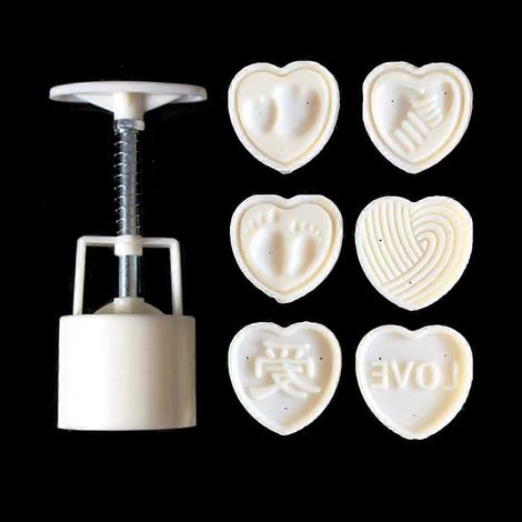 Stück 3D Herzstempel Mondkuchen Dekorform Fassmondkuchenform 50g Gebäck Mondkuchen (1/5)